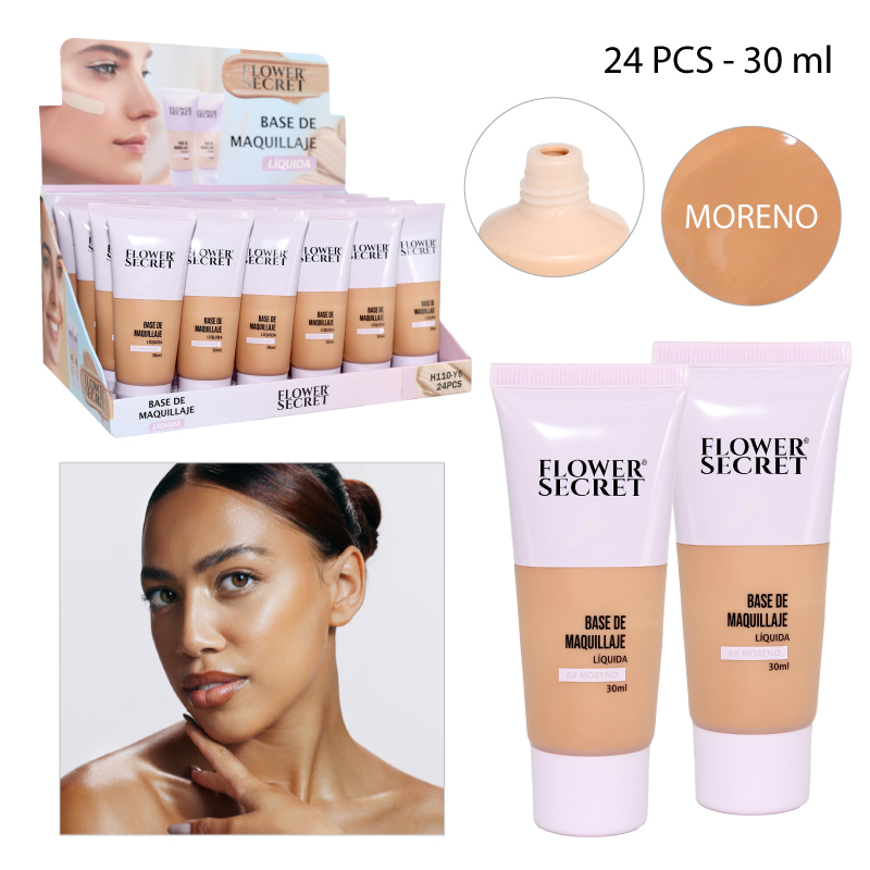 BASE DE MAQUILLAJE LÍQUIDA, TONO 6# MORENO - 30 ML