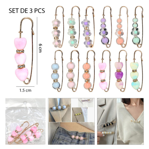 GANCHO DORADO SUJETADOR PARA ROPA CON DISEÑOS - 3 PCS