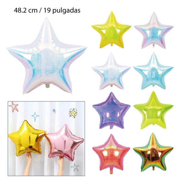 GLOBO DE HELIO CON DISEÑO ESTRELLA - 48.2 CM
