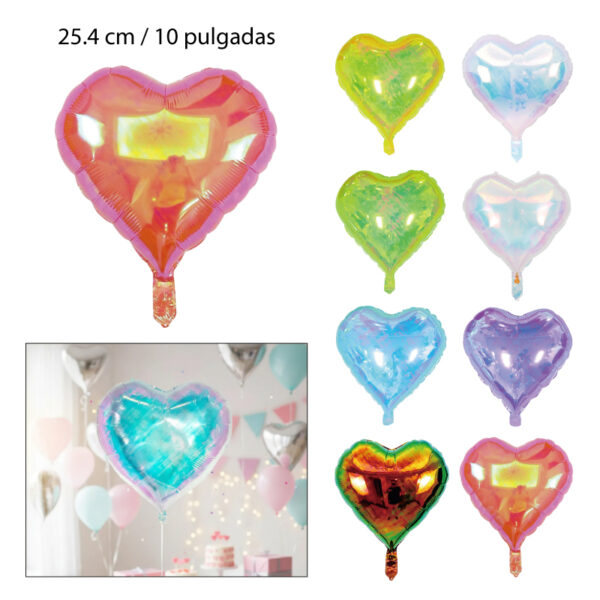 GLOBO DE HELIO CON DISEÑO CORAZÓN - 25.4 CM