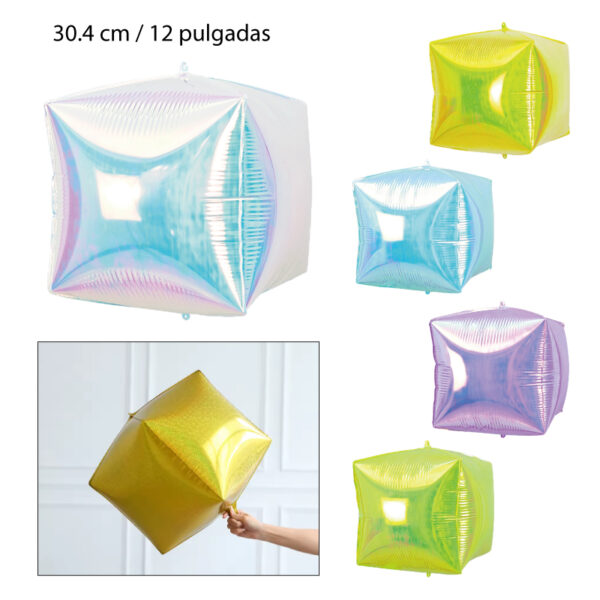 GLOBO DE HELIO CON DISEÑO CUBO - 30.4 CM