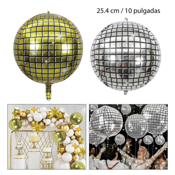 GLOBO DE HELIO CON DISEÑO BOLA DISCO - 25.4 CM