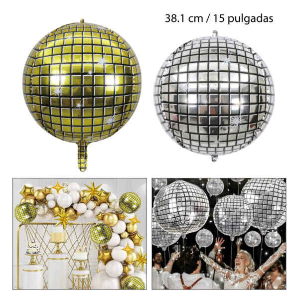 GLOBO DE HELIO CON DISEÑO BOLA DISCO - 38.1 CM