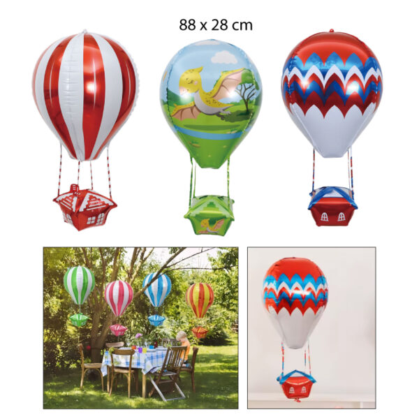 GLOBO DE HELIO CON DISEÑO GLOBO AEROSTÁTICO - 88 X 28 CM