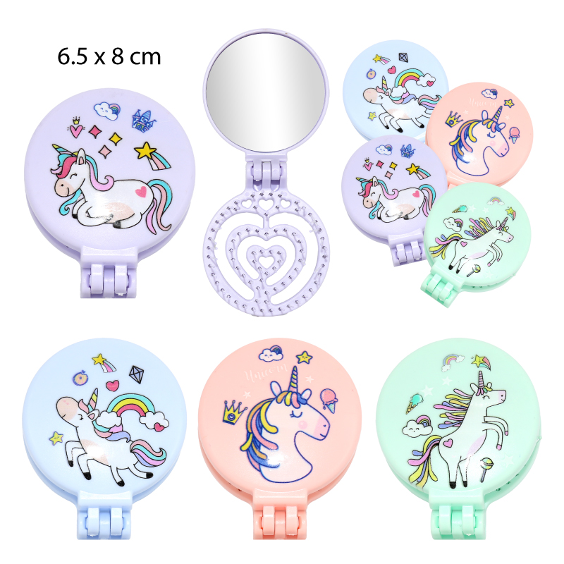 CEPILLO INFANTIL PLEGABLE CON ESPEJO DISEÑO UNICORNIO