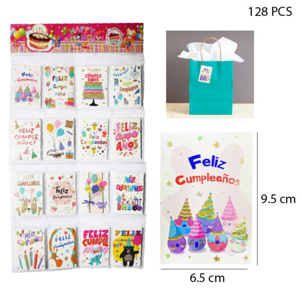 TARJETAS DE CUMPLEAÑOS 128 PCS