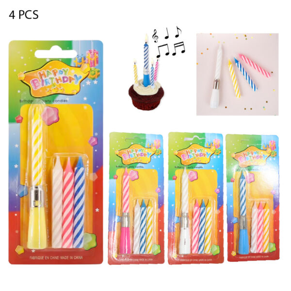 VELAS DE CUMPLEAÑOS DE COLORES CON MÚSICA