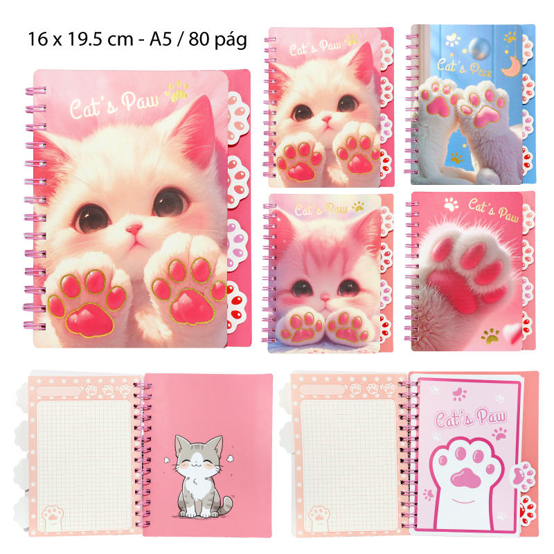LIBRETA PORTADA GATITOS "CAT'S PAW!" - A5 / 80 PÁGINAS