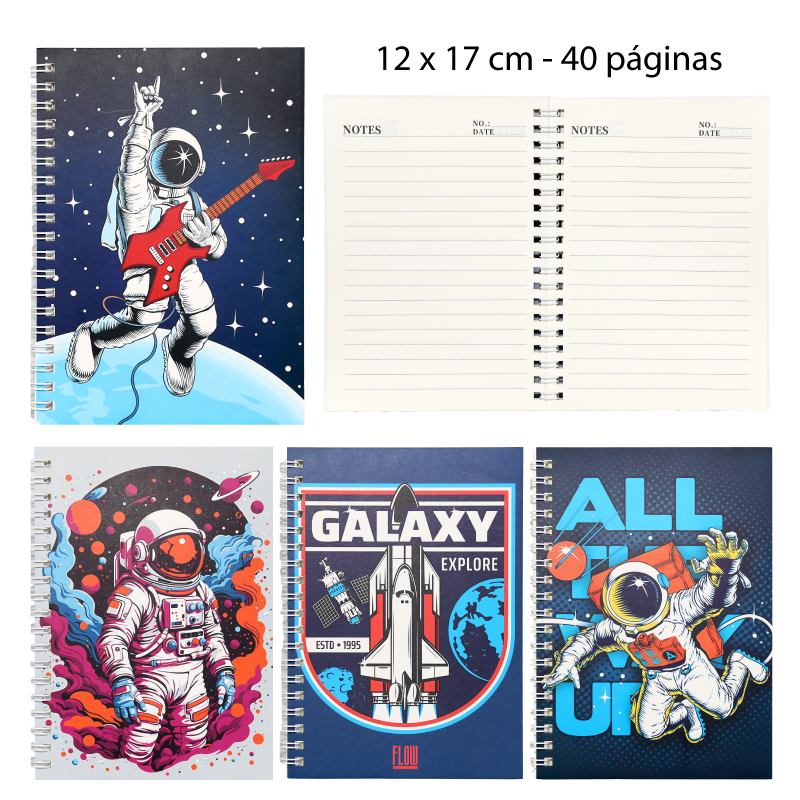 LIBRETA PORTADA DE ASTRONAUTAS RETRO - 40 HOJAS