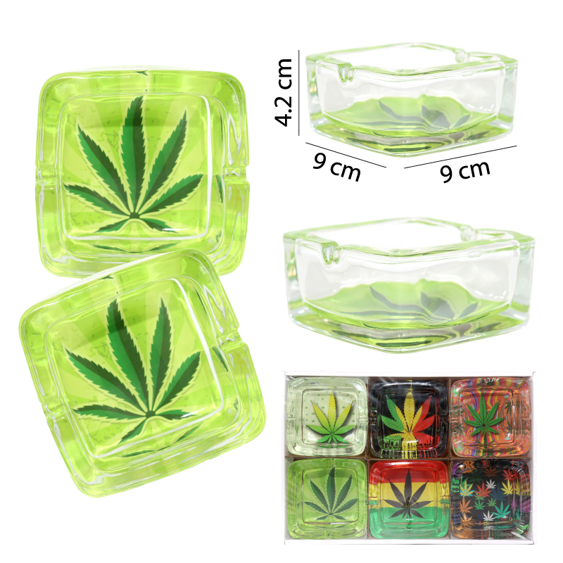 SETS DE 6 CENICEROS DE CRISTAL, ESTILO REGGAE - 9 CM