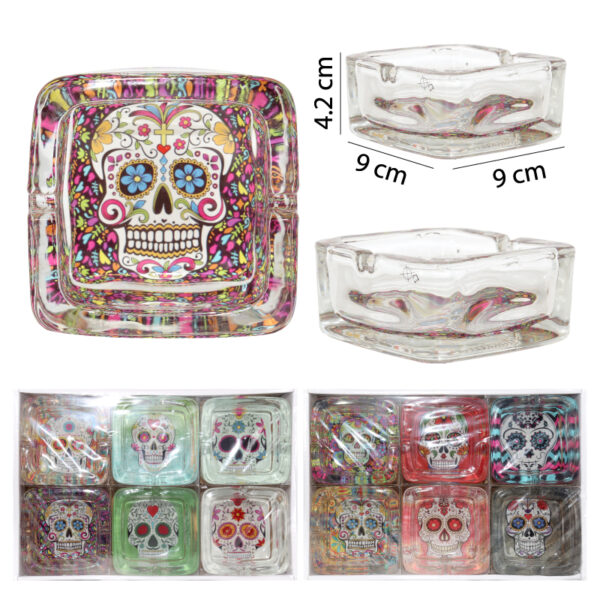 SETS DE 6 CENICEROS DE CRISTAL, ESTILO CATRINA - 9 CM