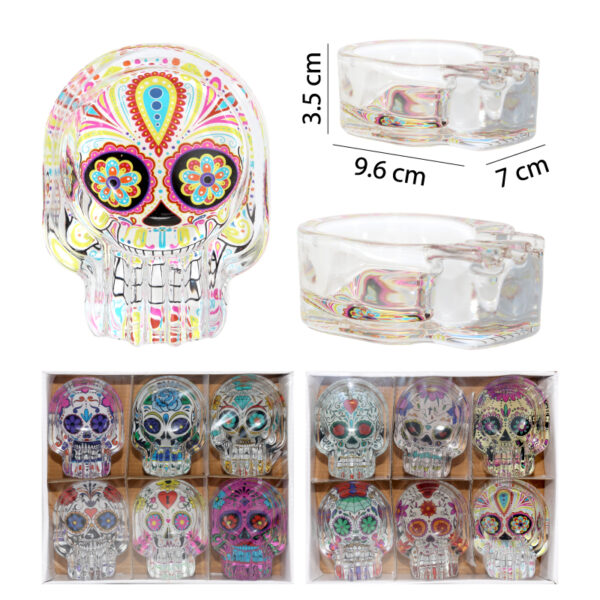 SETS DE 6 CENICEROS DE CRISTAL, ESTILO CATRINA - 9.6 CM