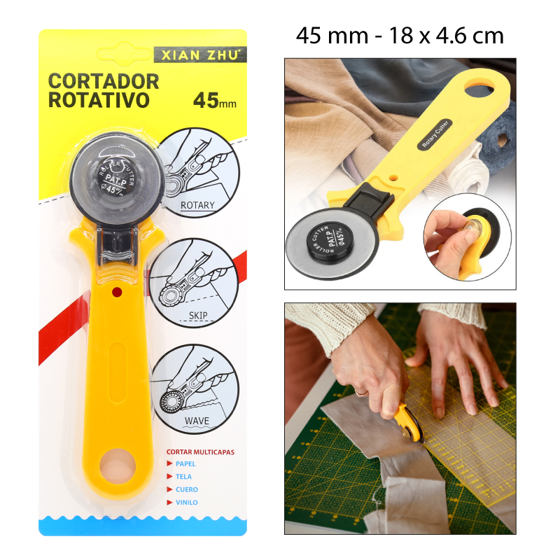 CORTADOR ROTATIVO PARA TELA DE MANGO RECTO - 45 MM