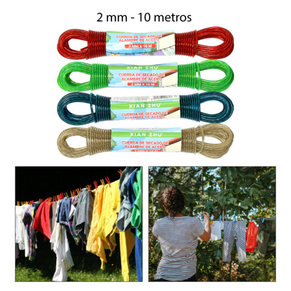 CUERDA DE ACERO PARA TENDEDERO - 2 MM X 10 MTS