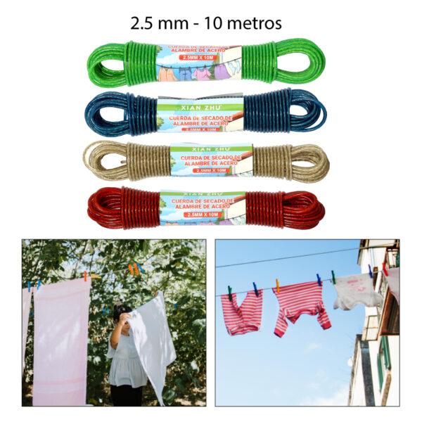 CUERDA DE ACERO PARA TENDEDERO - 2.5 MM X 10 MTS