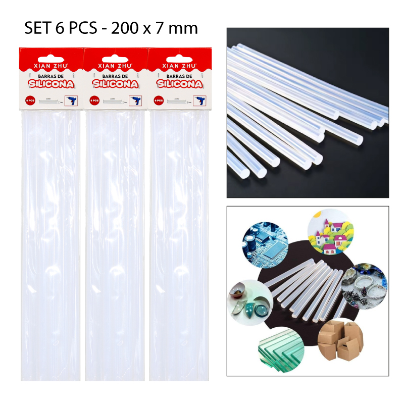 SETS DE 6 BARRAS DE SILICONA - 7 X 200 MM