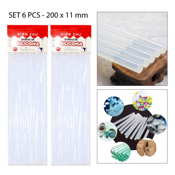 SETS DE 6 BARRAS DE SILICONA - 11 X 200 MM