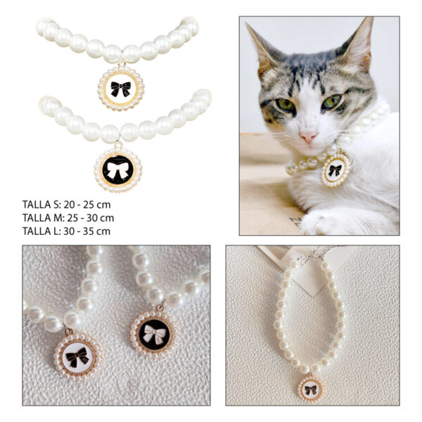 COLLAR DE PERLAS CON MEDALLÓN VINTAGE PARA MASCOTAS