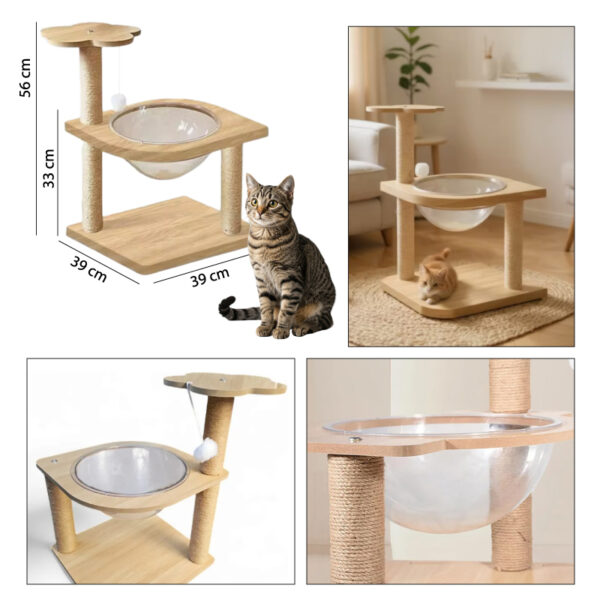 RASCADOR CUADRADO CON CABINA PARA GATOS - 56 CM