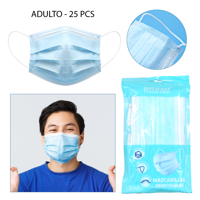 SET DE 25 MASCARILLAS DESECHABLES