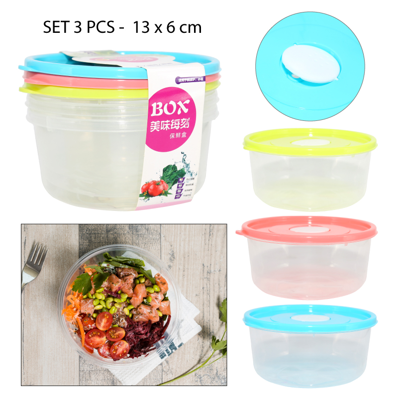 SET DE 3 CONTENEDORES REDONDOS PLÁSTICOS - PEQUEÑO