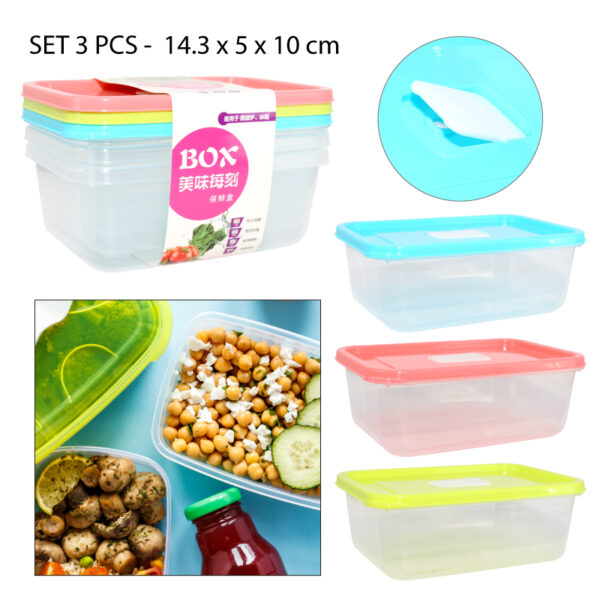 SET DE 3 CONTENEDORES RECTANGULAR PLÁSTICOS - PEQUEÑO