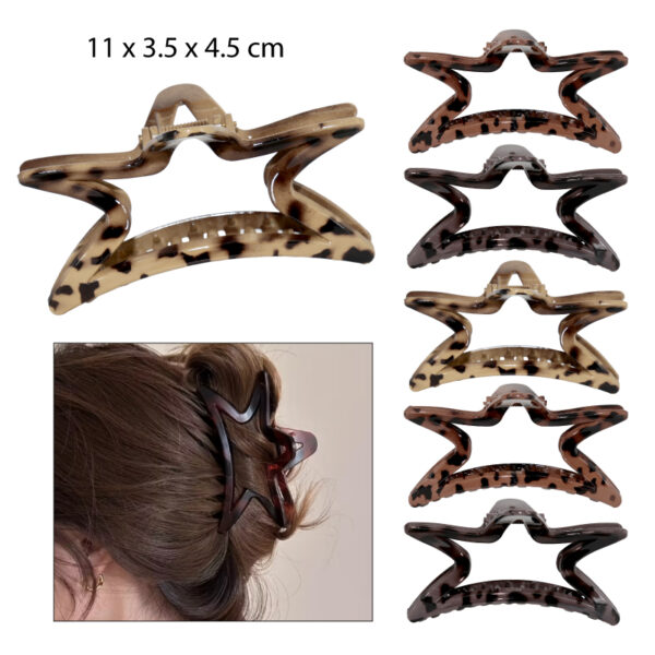 PINZAS PARA EL CABELLO DISEÑO ESTRELLA ANIMAL PRINT - 11 CM