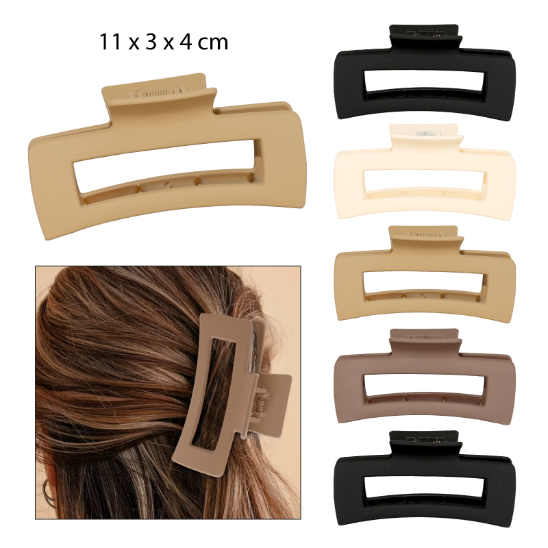 PINZAS PARA EL CABELLO DISEÑO RECTANGULAR MATTE - 11 CM