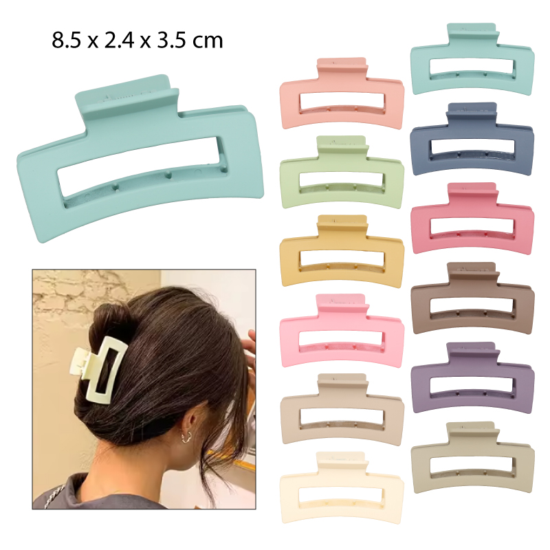 PINZAS PARA EL CABELLO DISEÑO RECTANGULAR MATTE - 8.5 CM