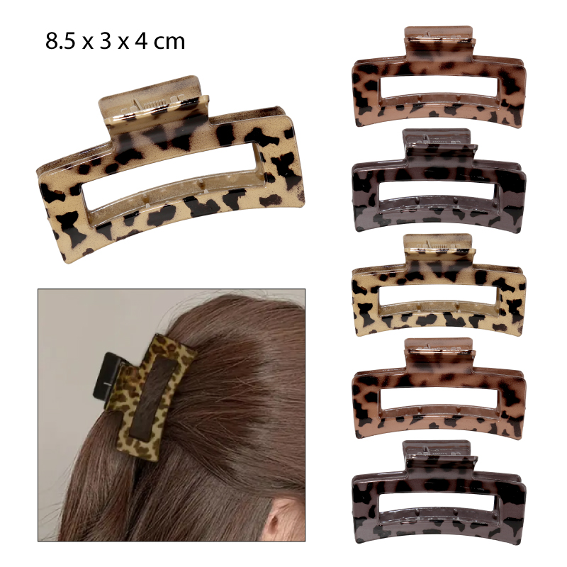 PINZAS PARA EL CABELLO DISEÑO RECTANGULAR ANIMAL PRINT - 8.5 CM