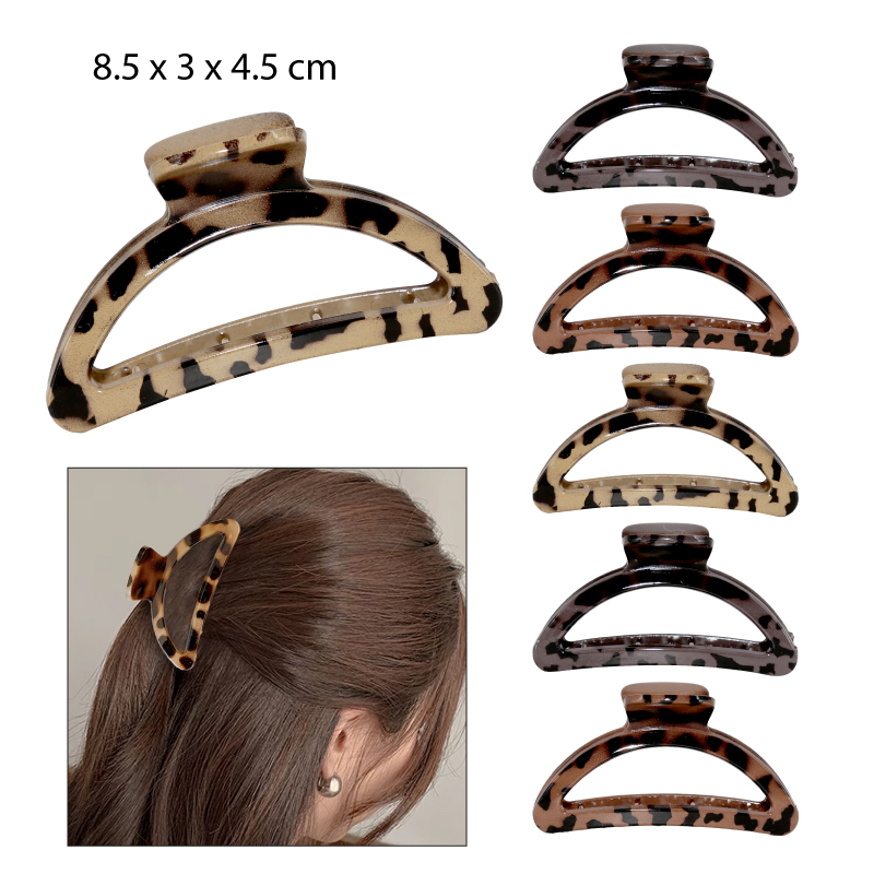 PINZAS PARA EL CABELLO DISEÑO MEDIALUNA ANIMAL PRINT - 8.5 CM