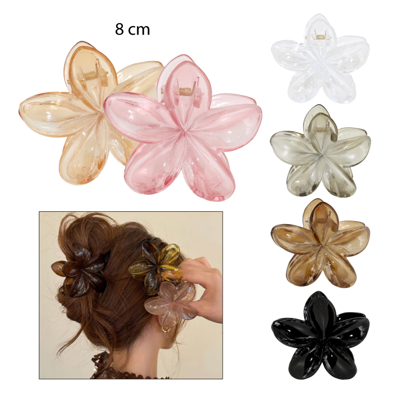 PINZAS PARA EL CABELLO DISEÑO FLOR TROPICAL - 8 CM