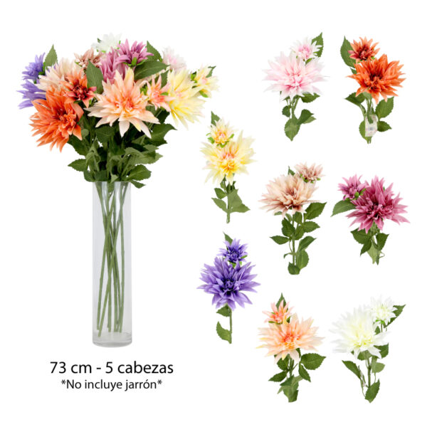 FLORES ARTIFICIALES DE DALIAS - 73 CM