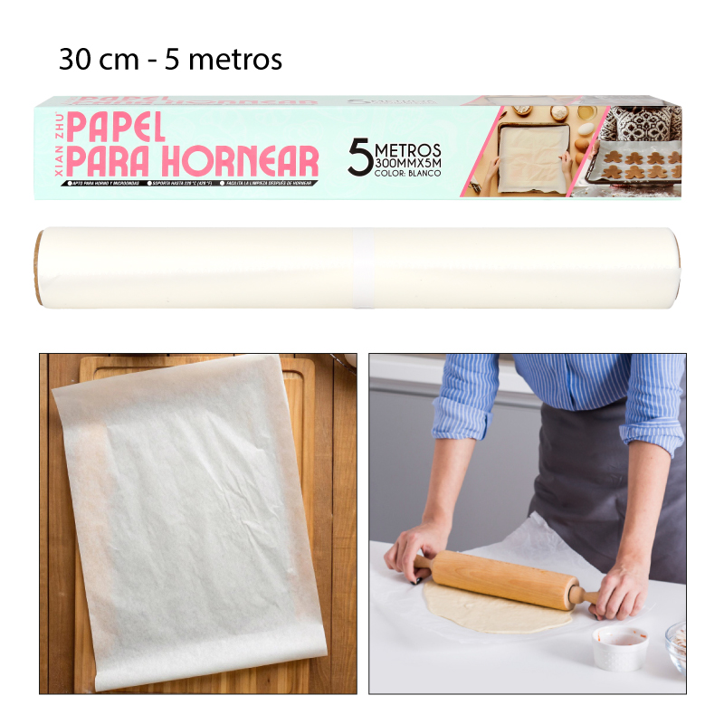PAPEL PARA HORNEAR BLANCO - 5 MTS X 30 CM