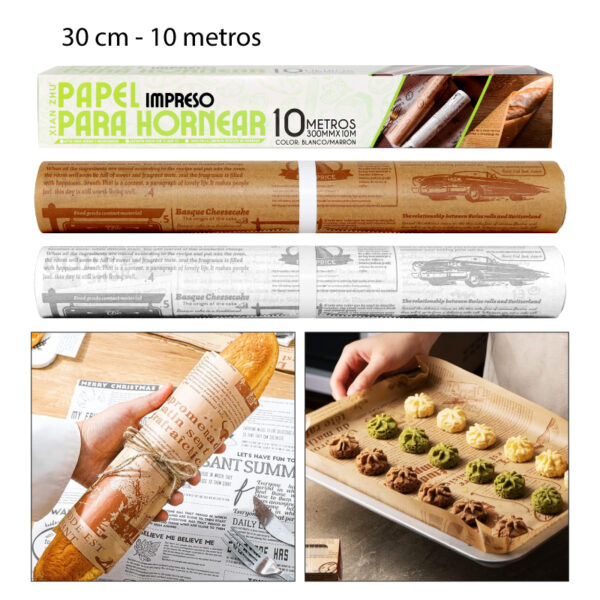 PAPEL PARA HORNEAR ESTAMPADO - 10 MTS X 30 CM