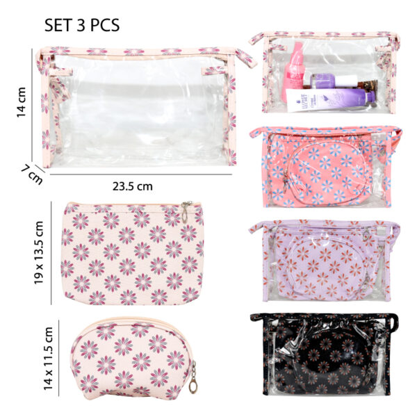 SET DE 3 COSMETIQUEROS FLOREADOS