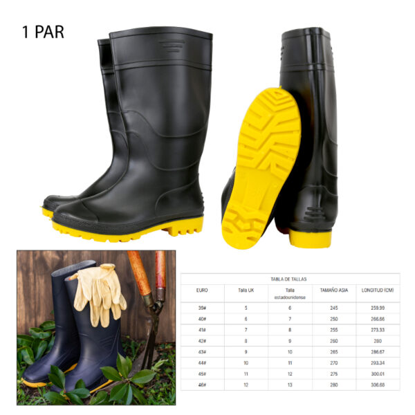 BOTAS DE GOMA ALTA PARA LLUVIA - NEGRO