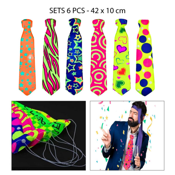 CORBATA LARGA FLUORESCENTE CON ESTAMPADO