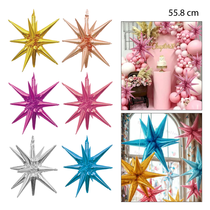 GLOBOS METÁLICOS, ESTRELLA EXPLOSIVA - 55.8 CM
