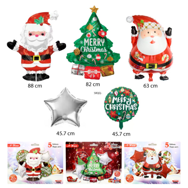 SETS DE 5 GLOBOS NAVIDEÑOS