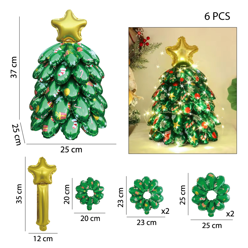 GLOBOS ÁRBOLITO DE NAVIDAD ARMABLE - 37 X 25 CM