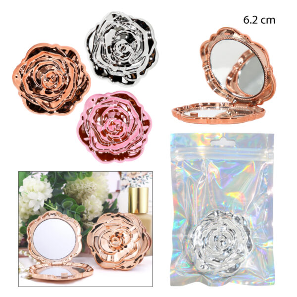 ESPEJO DE BOLSILLO CON DISEÑO DE ROSA
