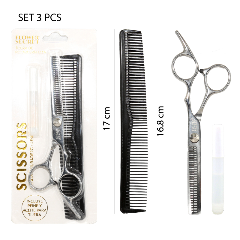SET DE TIJERAS PARA ENTRESACAR CABELLO - 3 PCS