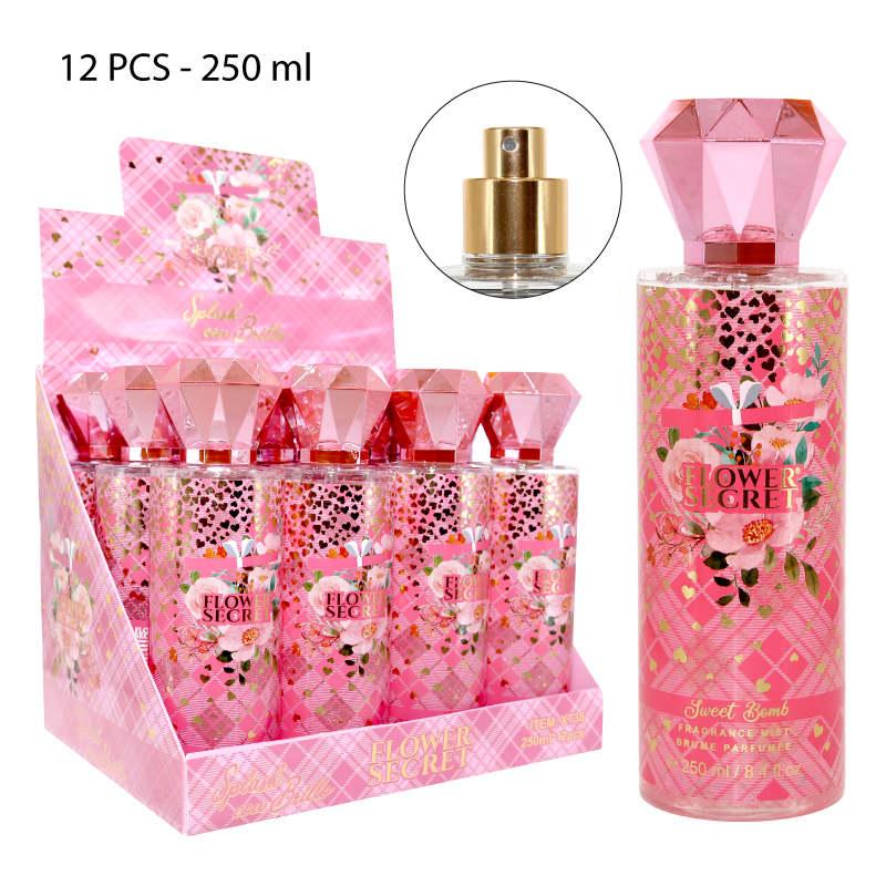PERFUME SPLASH CON BRILLOS PARA MUJER, EDICIÓN DIAMANTE - 250 ML