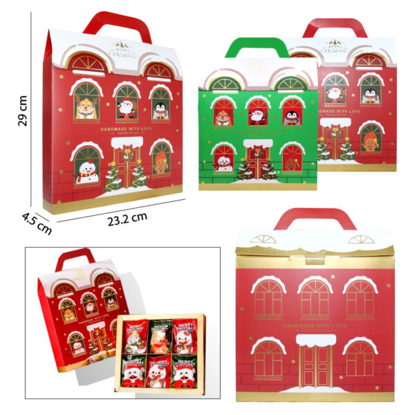 CAJA NAVIDEÑA SORPRESA DE 6 COMPARTIMIENTOS - 29 X 4.5 CM