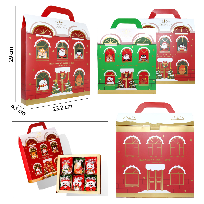 CAJA NAVIDEÑA SORPRESA DE 6 COMPARTIMIENTOS - 29 X 4.5 CM