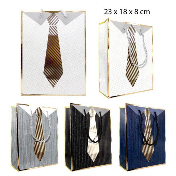 BOLSA DE REGALO DISEÑO CAMISA Y CORBATA - 23 CM