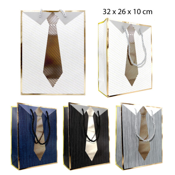 BOLSA DE REGALO DISEÑO CAMISA Y CORBATA - 32 CM