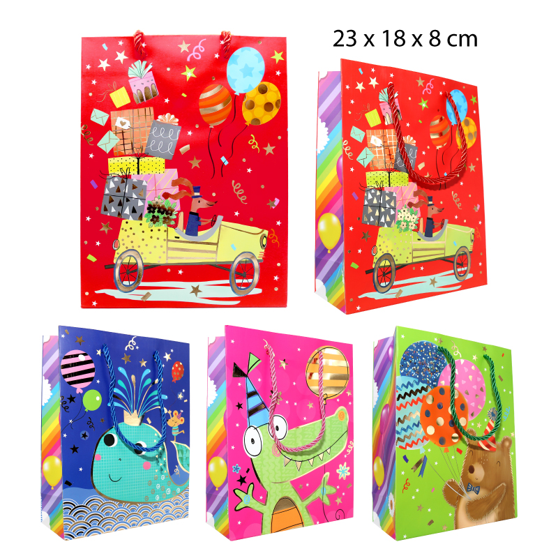 BOLSA DE REGALO CON ANIMALES PARA CUMPLEAÑOS - 23 CM