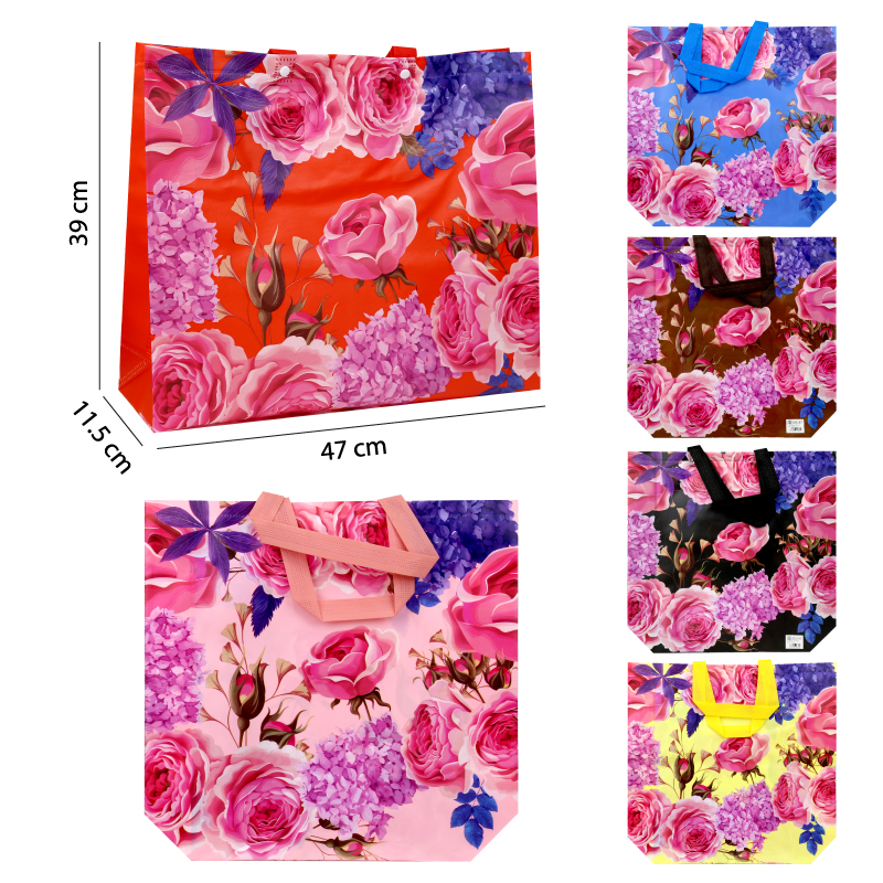 BOLSA CON ASAS, DISEÑOS FLOREADOS - 47 X 39 CM